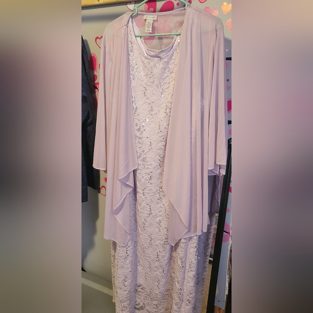 Catherines Purple Lace/Sequined Dress With Sheer Purple Jacket
